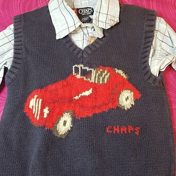 CHAPS button down shirt with vest size 3 / 3T - Picture 2 of 6